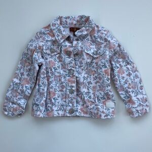 7 for all Mankind Girls Toddler Floral White Denim Jacket Size 24 months